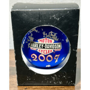 Harley-Davidson Motorcycle 2007 Santa Claus Metallic Blue Christmas Ornament